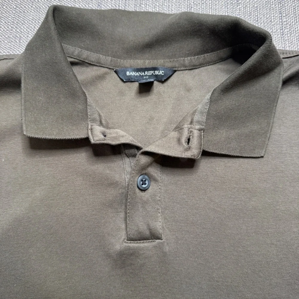 Banana Republic Mens XL Olive Green Cotton Short Sleeve Polo Shirt Classic Fit